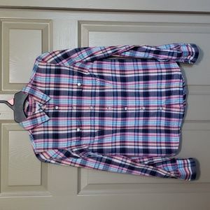 Aeropostale plaid button up roll tab long sleeve top size medium